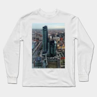 Aerial View of Central Milan with a Skyscraper Long Sleeve T-Shirt